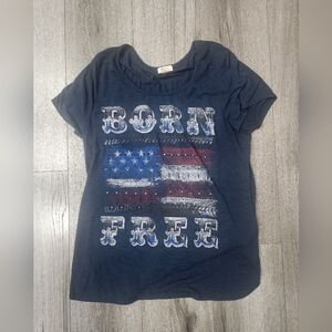 Womens 1x patriotic graphic tee with embellishments